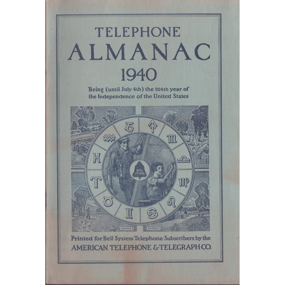 Vintage 1940 Telephone Almanac Bell System American Telephone & Telegraph Co